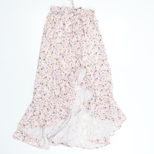 My Loca Womens Pink Floral Cotton Maxi Skirt Size S   Drawstring