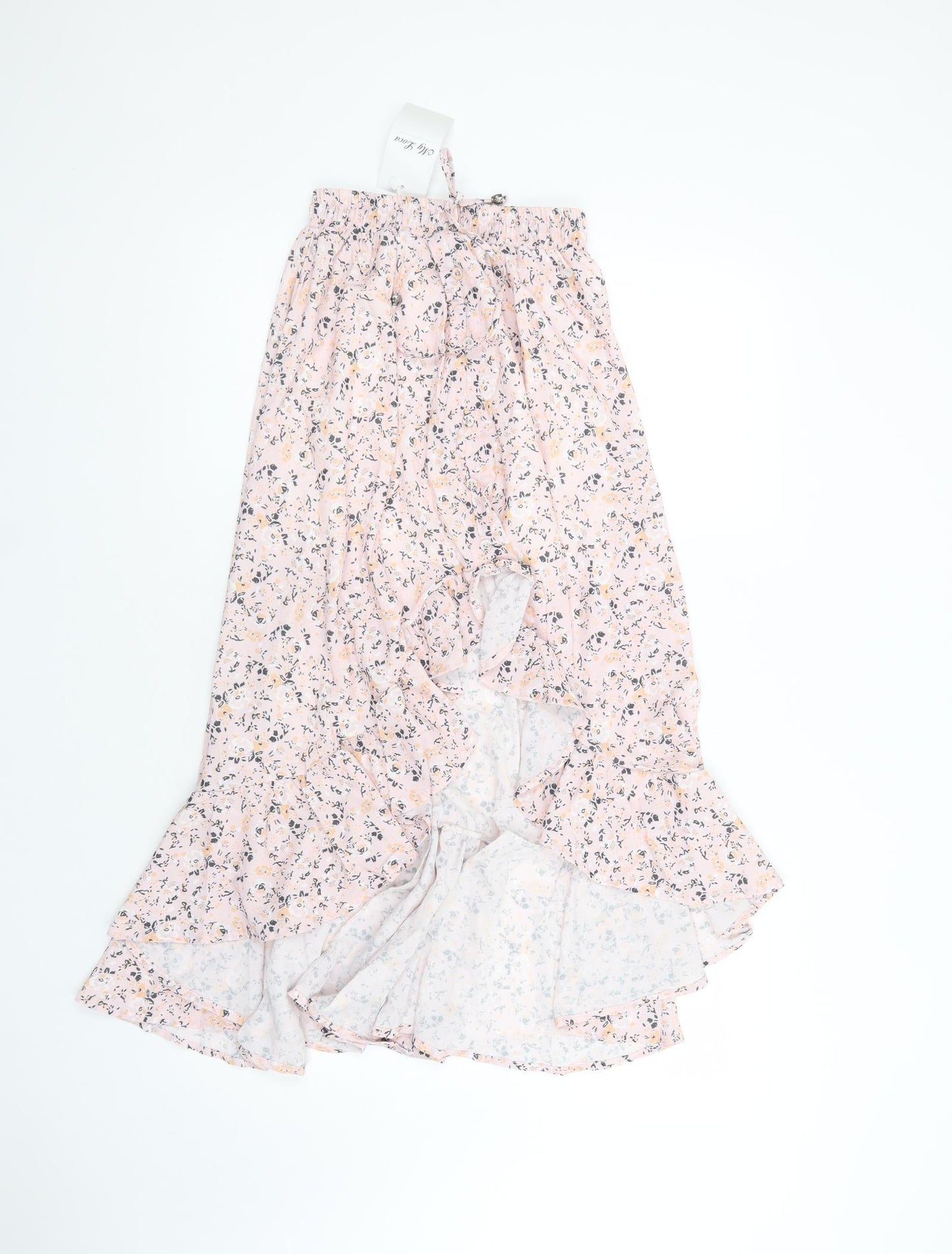 My Loca Womens Pink Floral Cotton Maxi Skirt Size S   Drawstring