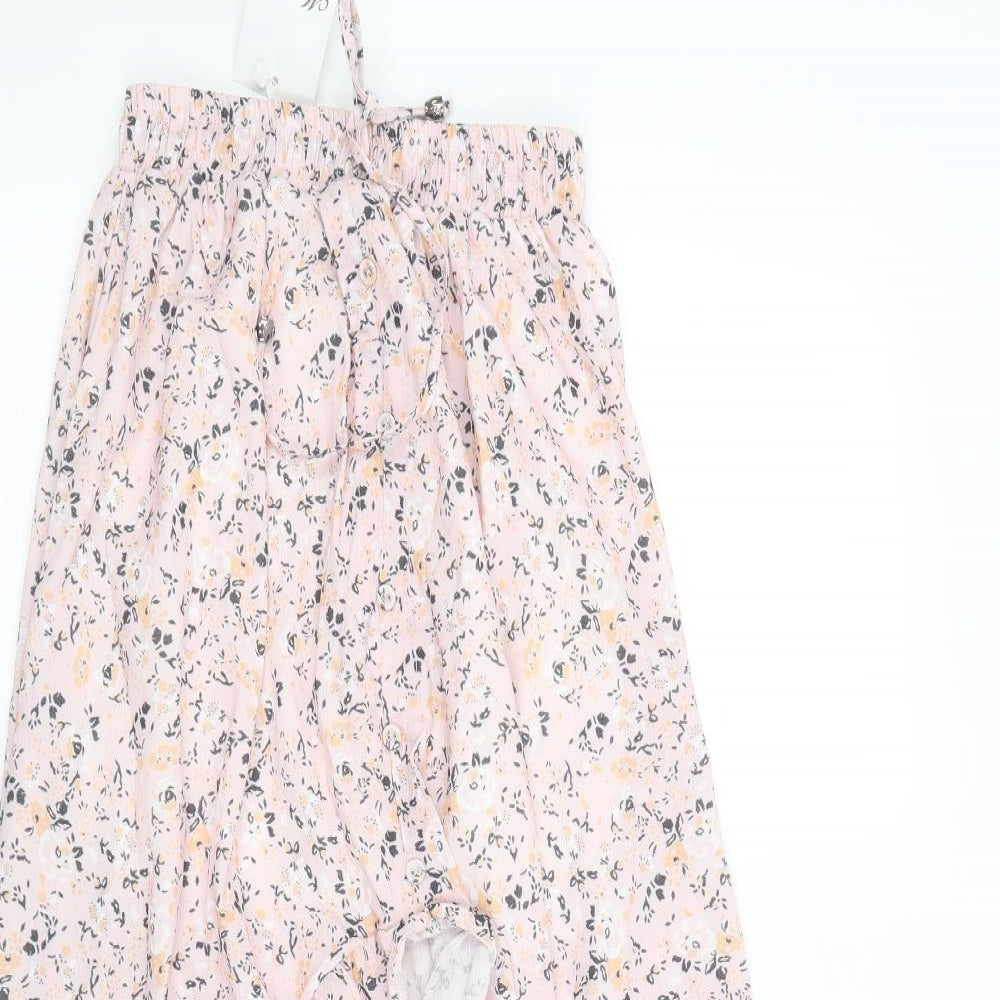 My Loca Womens Pink Floral Cotton Maxi Skirt Size S   Drawstring