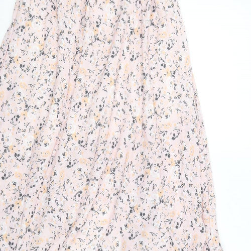 My Loca Womens Pink Floral Cotton Maxi Skirt Size S   Drawstring