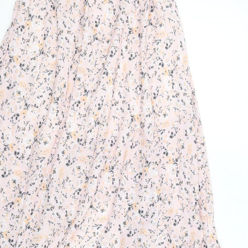 My Loca Womens Pink Floral Cotton Maxi Skirt Size S   Drawstring