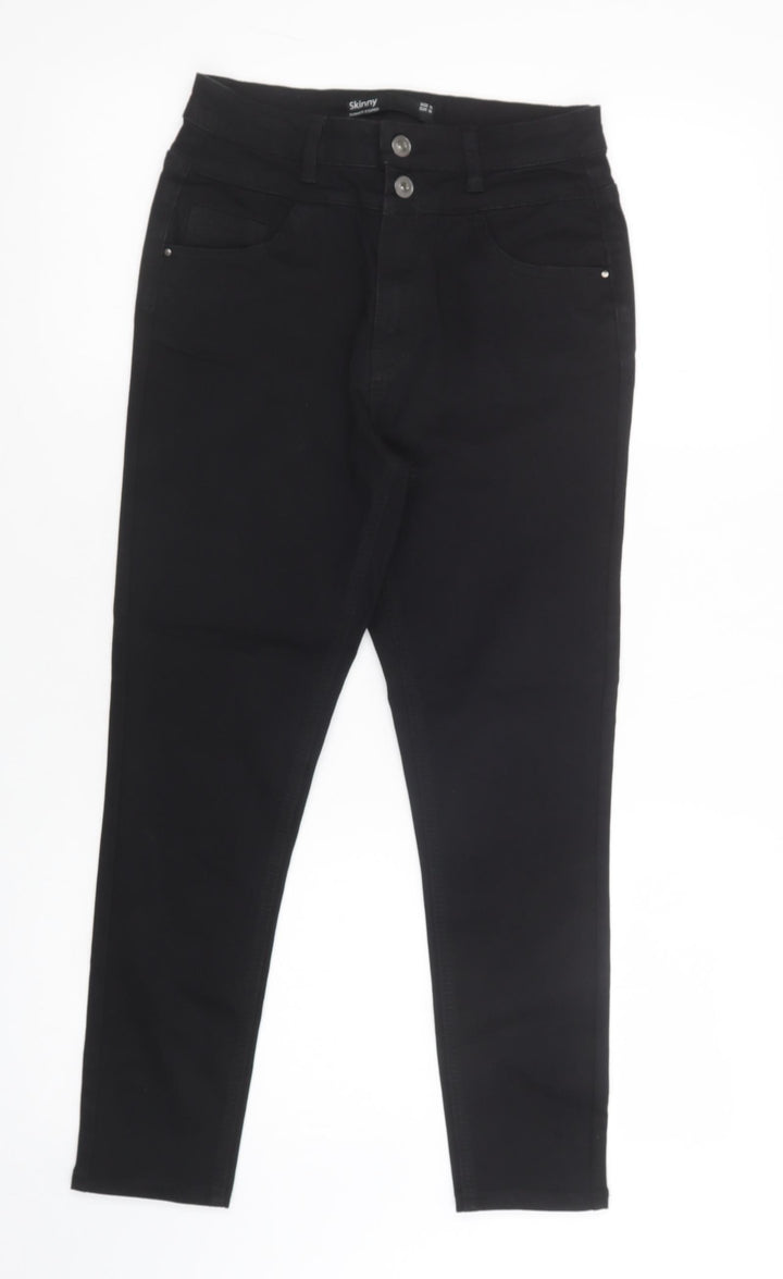Dunnes Stores Womens Black  Cotton Skinny Jeans Size 10 L26 in Regular Button