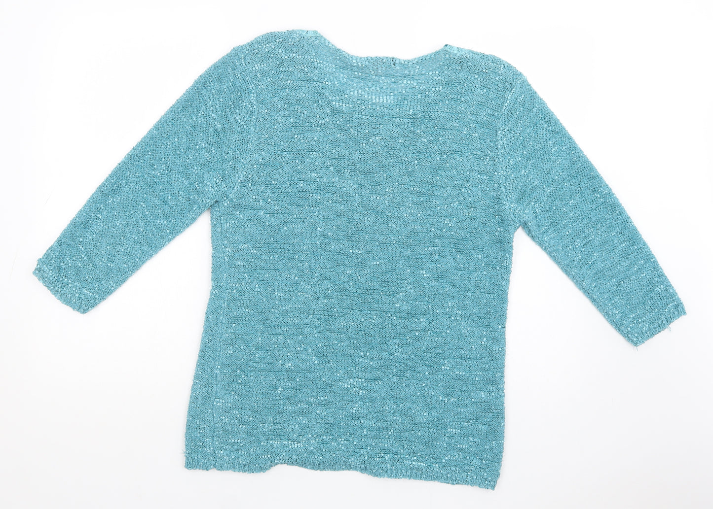 Bm Collection Womens Green Scoop Neck  Polyester Pullover Jumper Size M   - Lace Detail