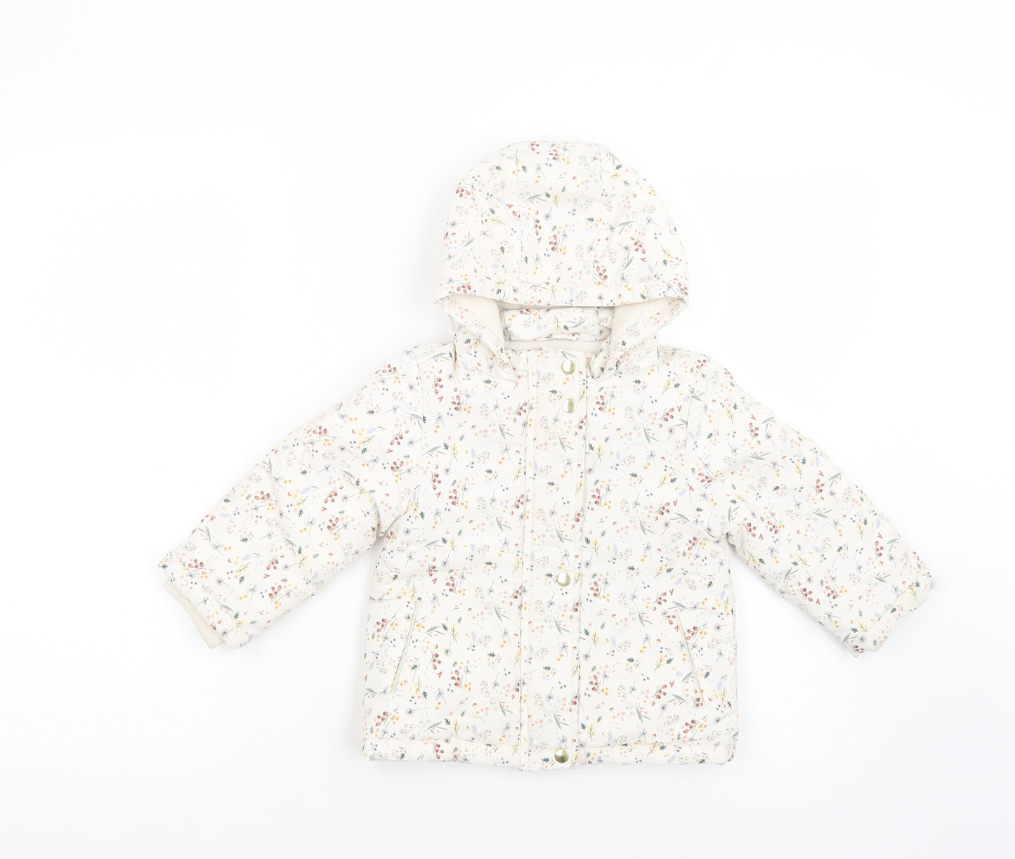 Primark Baby White Floral  Puffer Jacket Jacket Size 18-24 Months   Zip