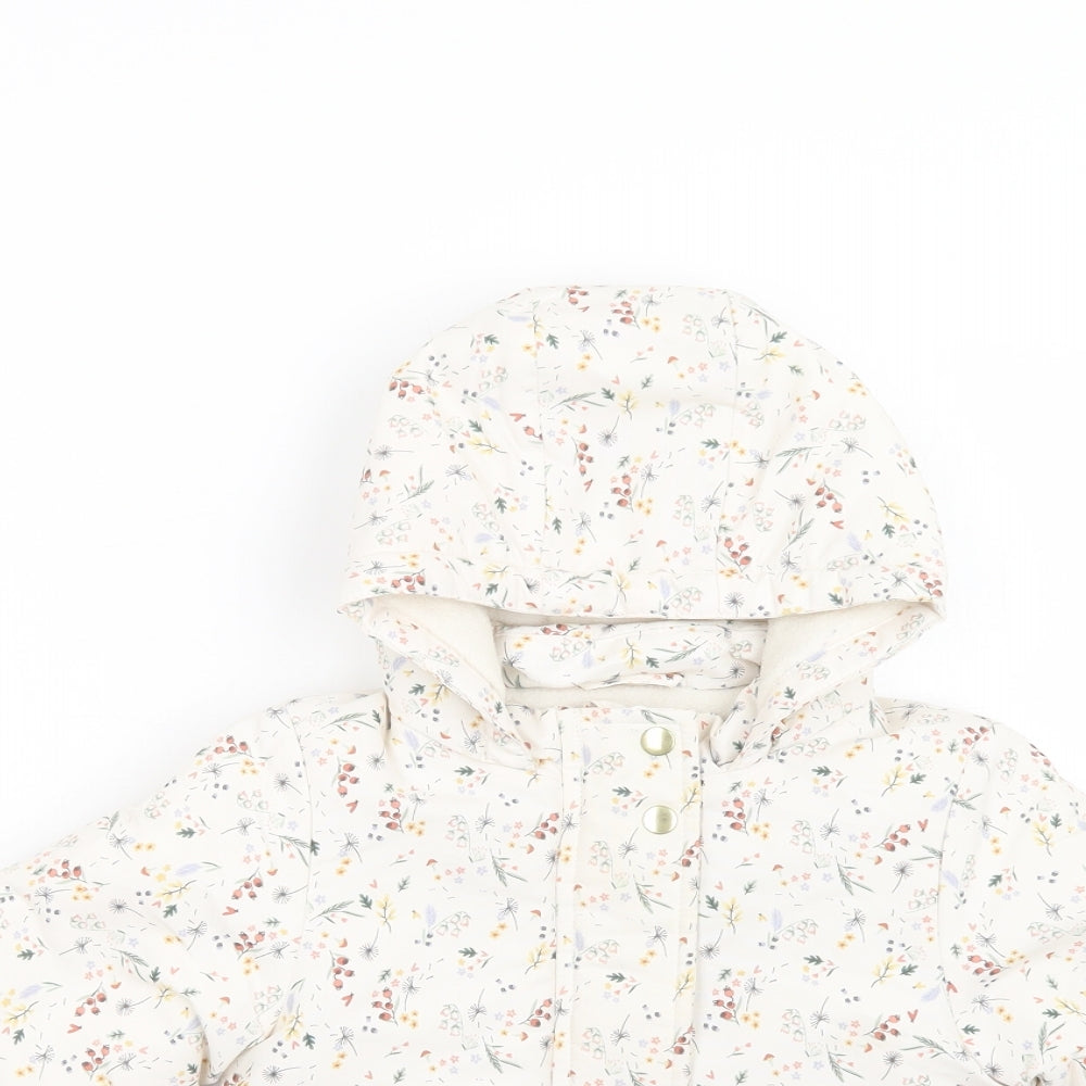 Primark Baby White Floral  Puffer Jacket Jacket Size 18-24 Months   Zip