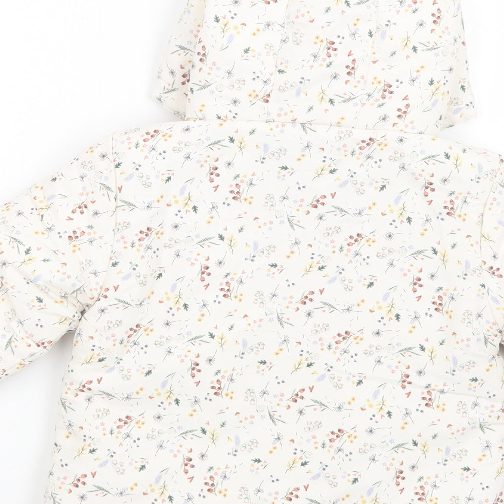 Primark Baby White Floral  Puffer Jacket Jacket Size 18-24 Months   Zip