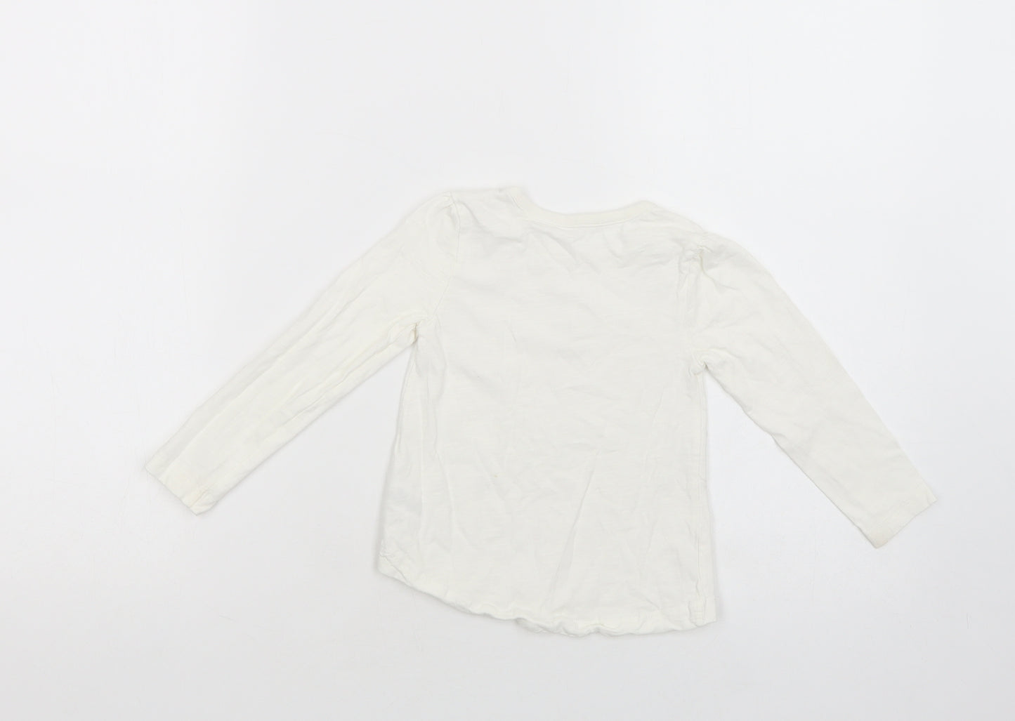 Dunnes Stores Baby Ivory  Cotton Pullover T-Shirt Size 18-24 Months Crew Neck Pullover - Butterflies