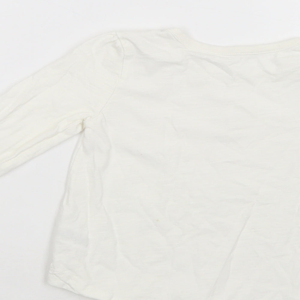 Dunnes Stores Baby Ivory  Cotton Pullover T-Shirt Size 18-24 Months Crew Neck Pullover - Butterflies