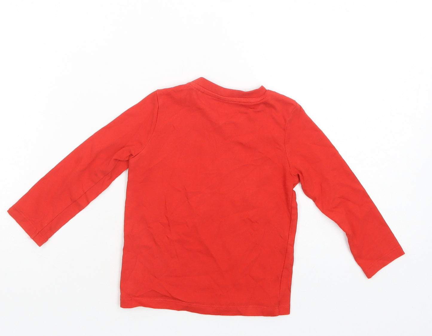 F&F Baby Red  Cotton Pullover T-Shirt Size 12-18 Months Crew Neck Snap - Santa's Little Helper