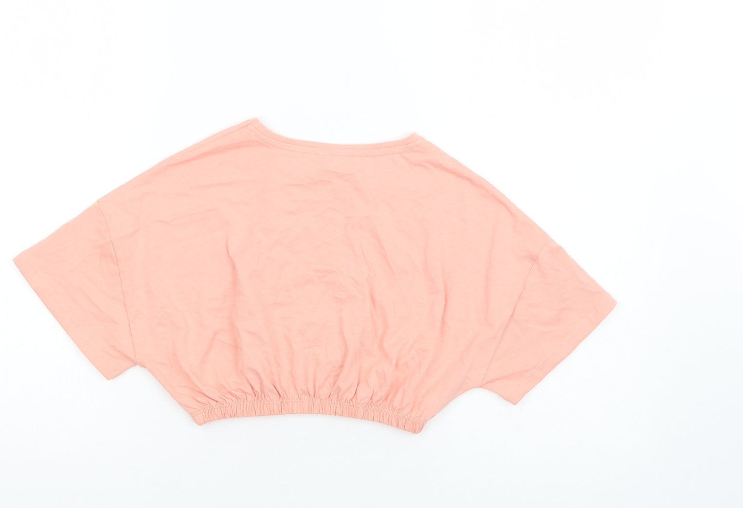 F&F Girls Orange  Cotton Cropped T-Shirt Size 11-12 Years Crew Neck Pullover - Maybe Later