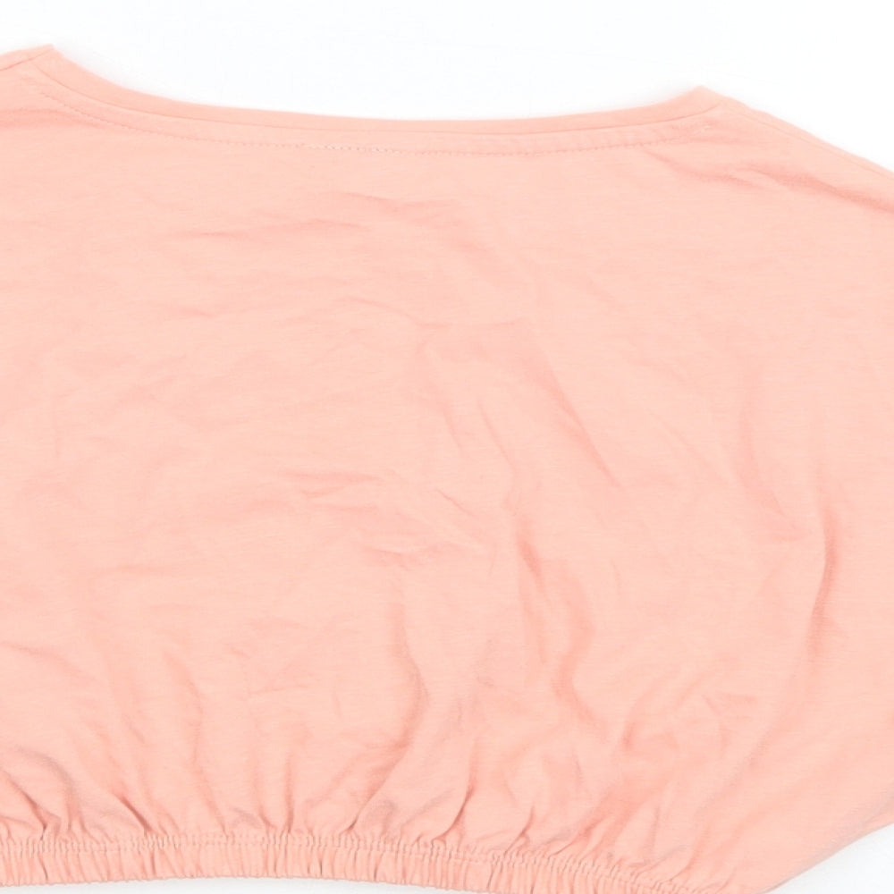 F&F Girls Orange  Cotton Cropped T-Shirt Size 11-12 Years Crew Neck Pullover - Maybe Later