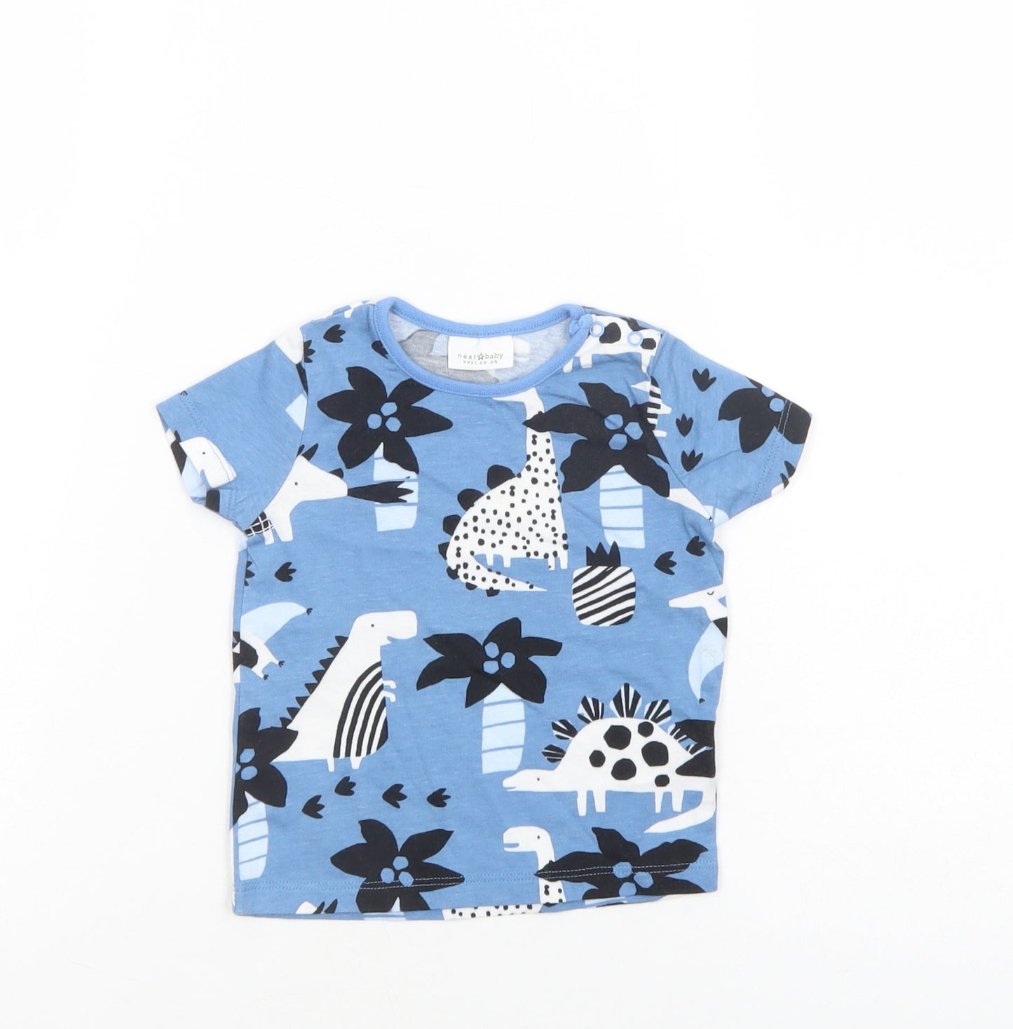 NEXT Baby Blue Geometric Cotton Pullover T-Shirt Size 3-6 Months Crew Neck Pullover - Dinosaur Print