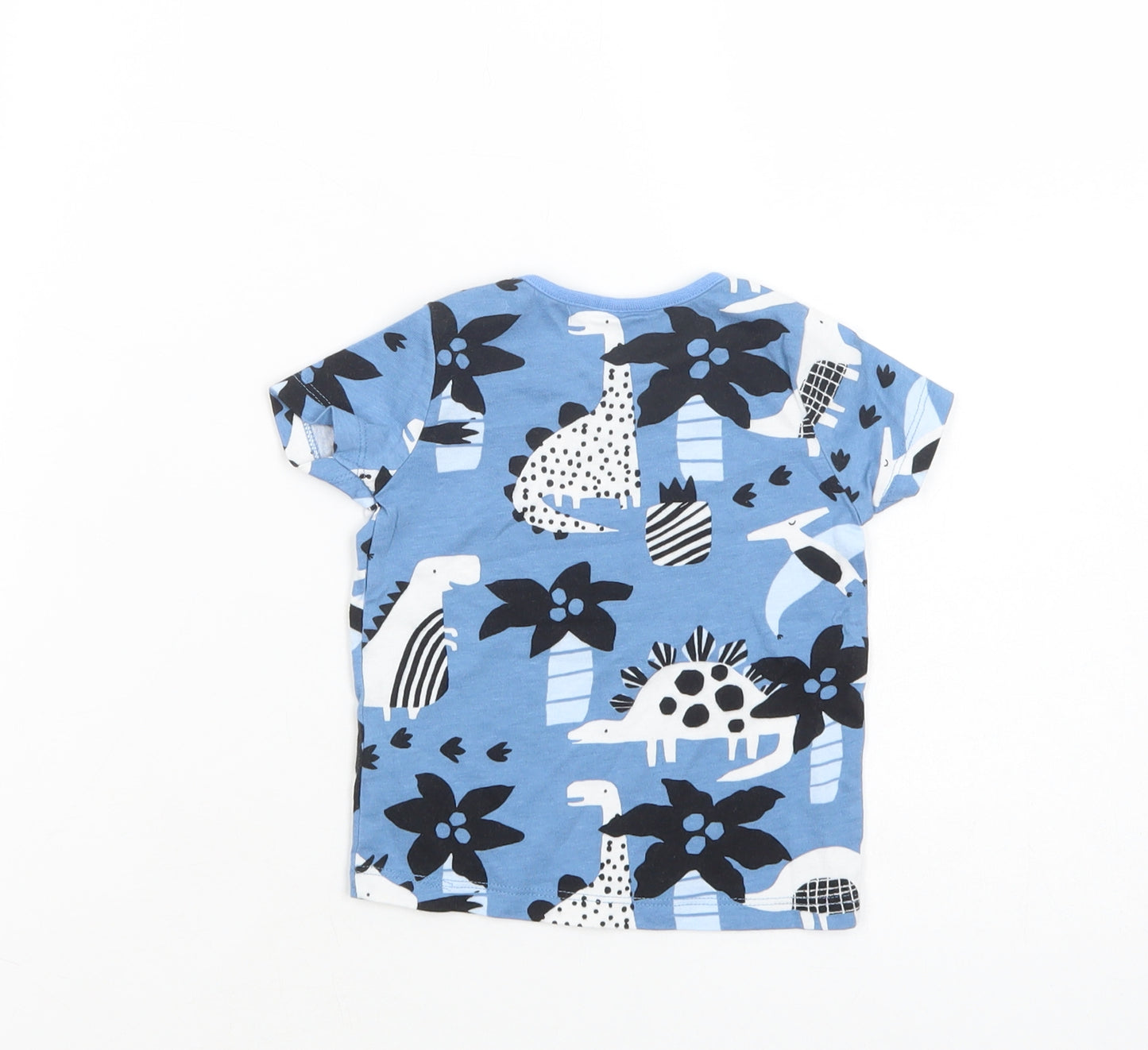 NEXT Baby Blue Geometric Cotton Pullover T-Shirt Size 3-6 Months Crew Neck Pullover - Dinosaur Print