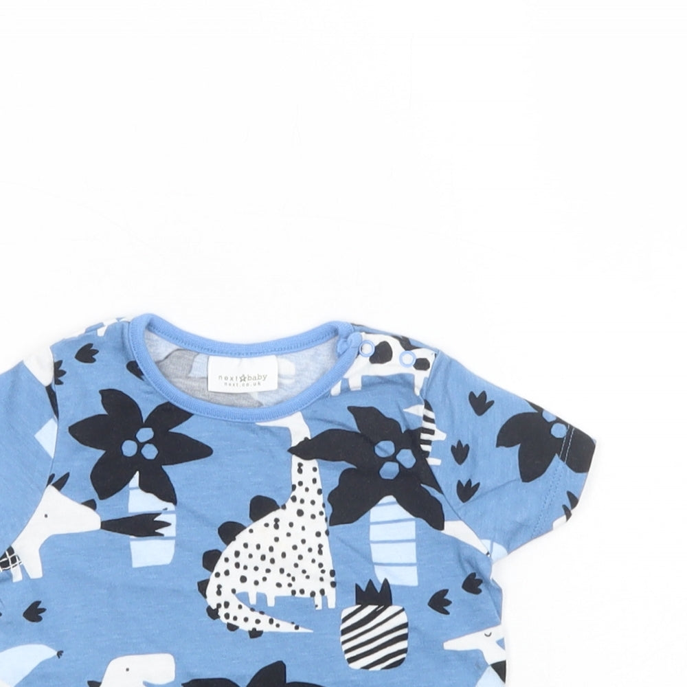 NEXT Baby Blue Geometric Cotton Pullover T-Shirt Size 3-6 Months Crew Neck Pullover - Dinosaur Print
