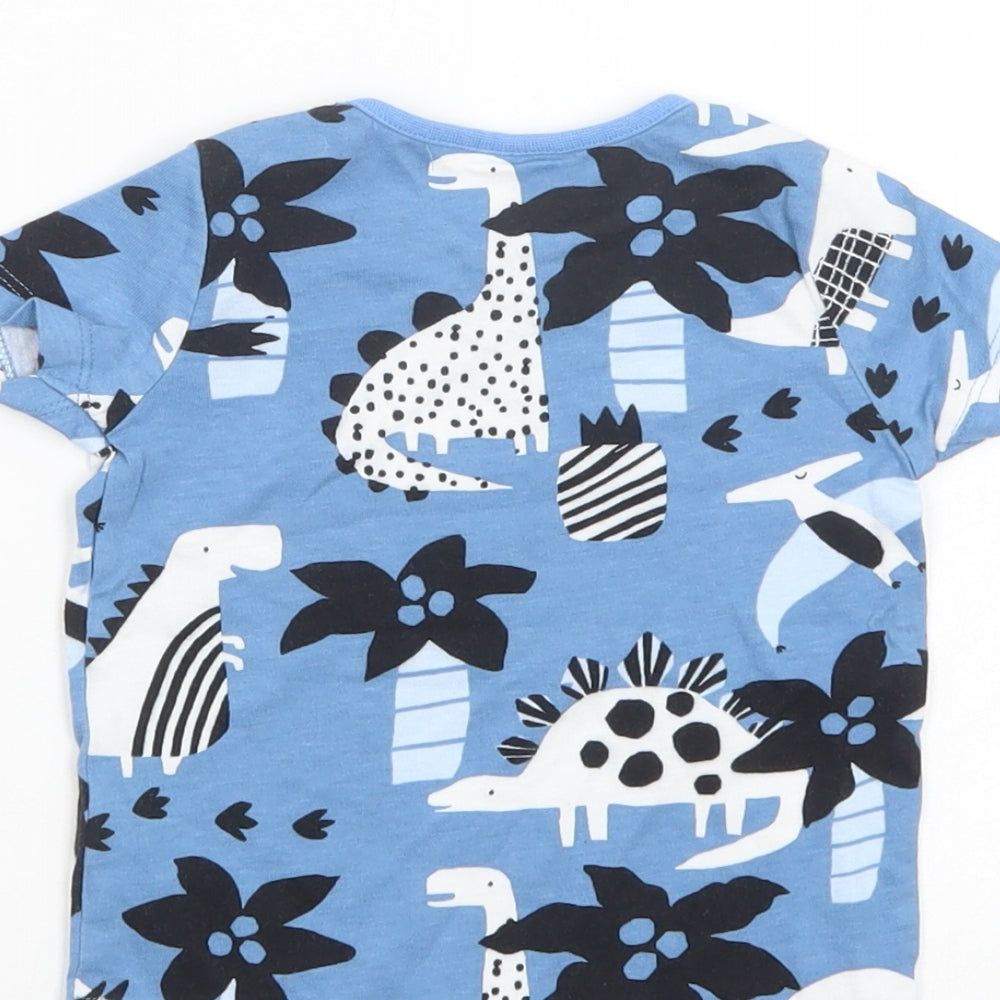 NEXT Baby Blue Geometric Cotton Pullover T-Shirt Size 3-6 Months Crew Neck Pullover - Dinosaur Print