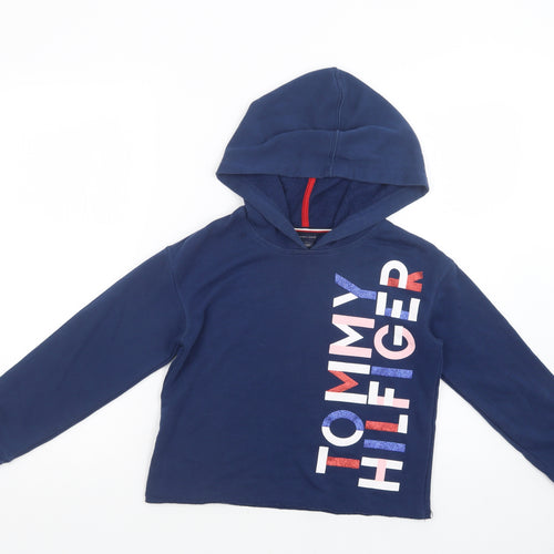 Tommy Hilfiger Girls Blue  Cotton Pullover Hoodie Size 8-9 Years  Pullover