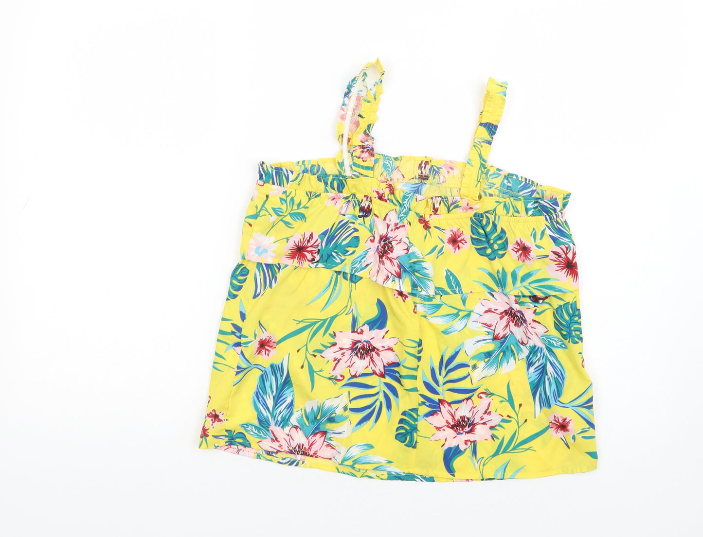 Primark Girls Yellow Floral Polyester Camisole Blouse Size 12-13 Years Square Neck Pullover