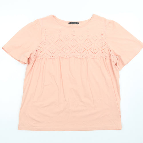Dunnes Stores Womens Pink  Cotton Basic T-Shirt Size 18 Boat Neck