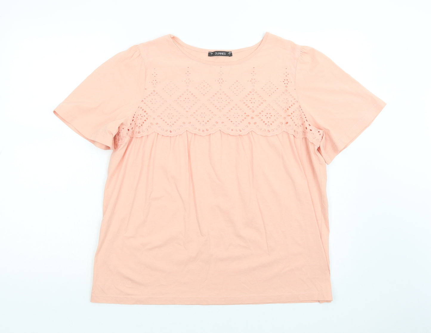 Dunnes Stores Womens Pink  Cotton Basic T-Shirt Size 18 Boat Neck