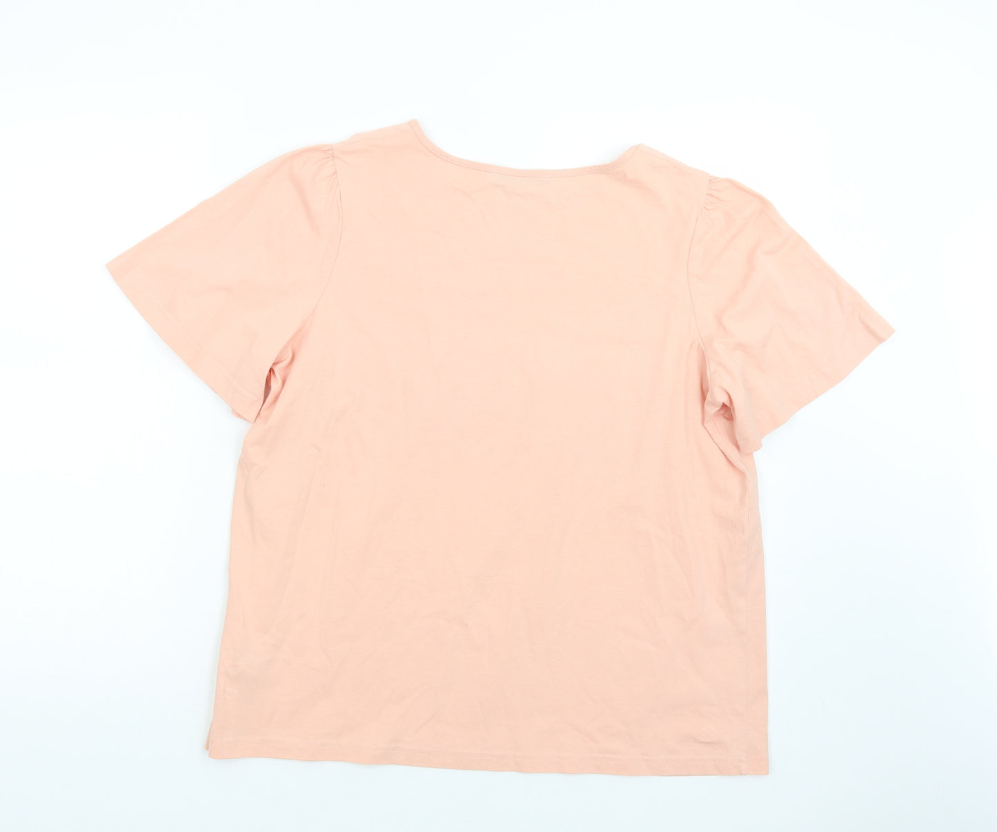 Dunnes Stores Womens Pink  Cotton Basic T-Shirt Size 18 Boat Neck