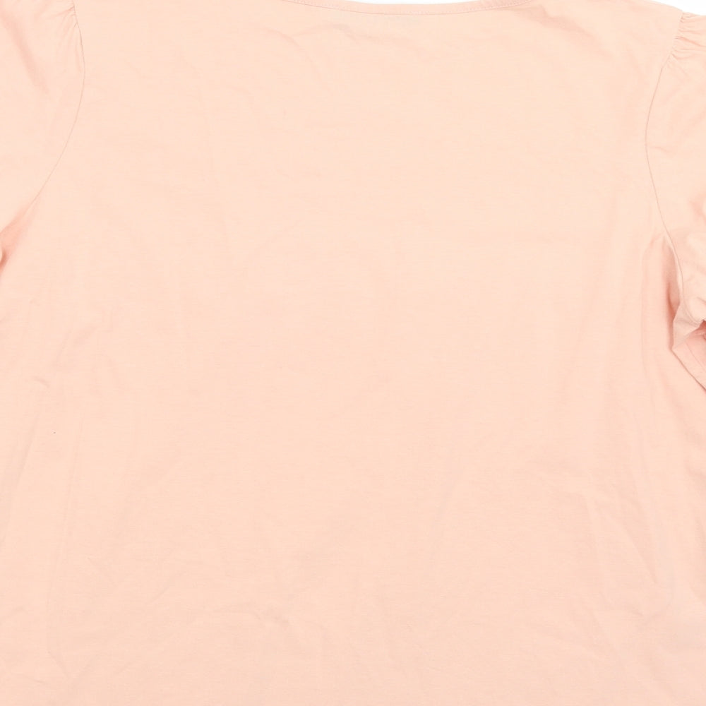 Dunnes Stores Womens Pink  Cotton Basic T-Shirt Size 18 Boat Neck