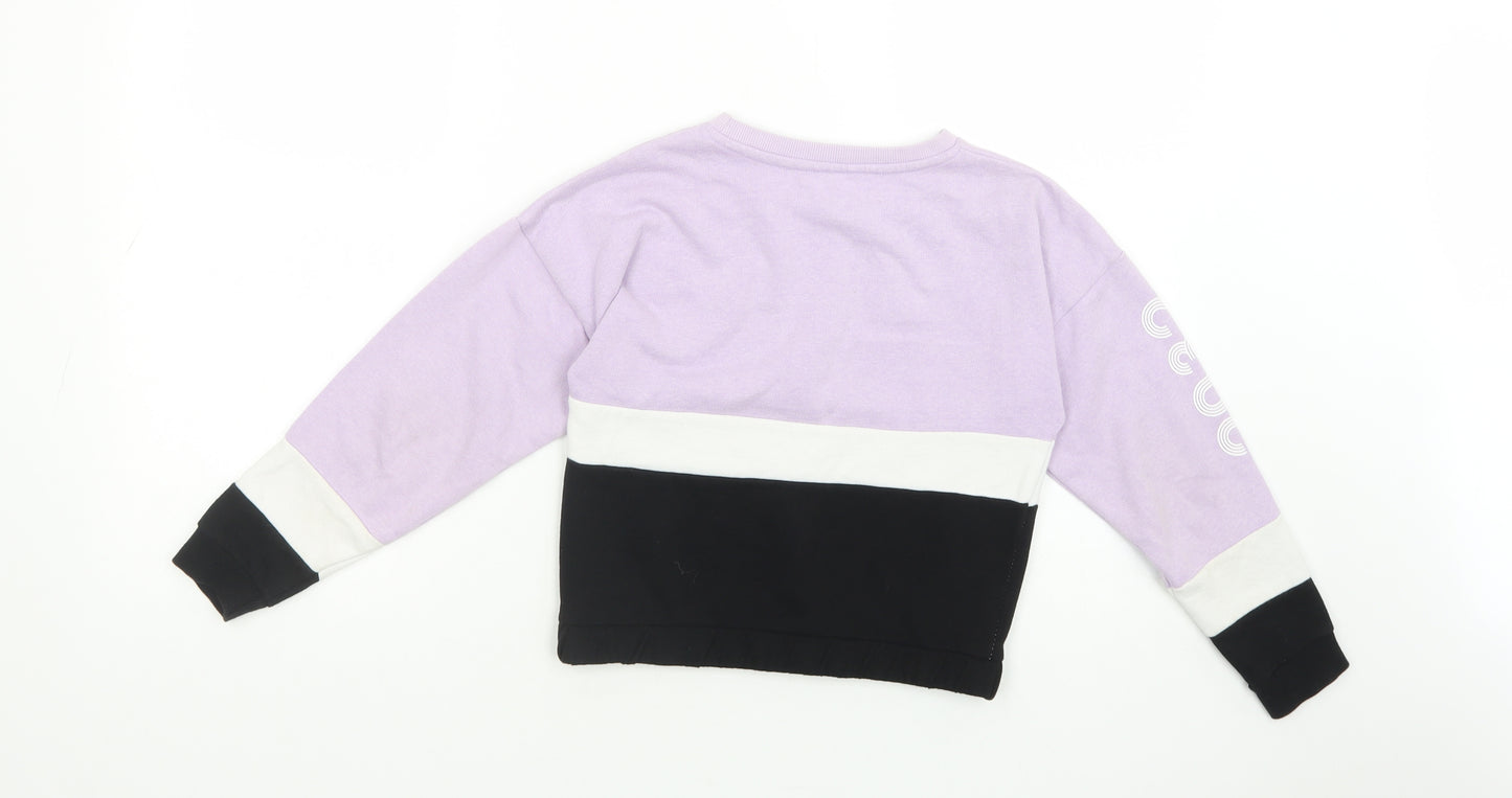 Pep & Co Girls Purple Colourblock Cotton Pullover Sweatshirt Size 8-9 Years  Pullover