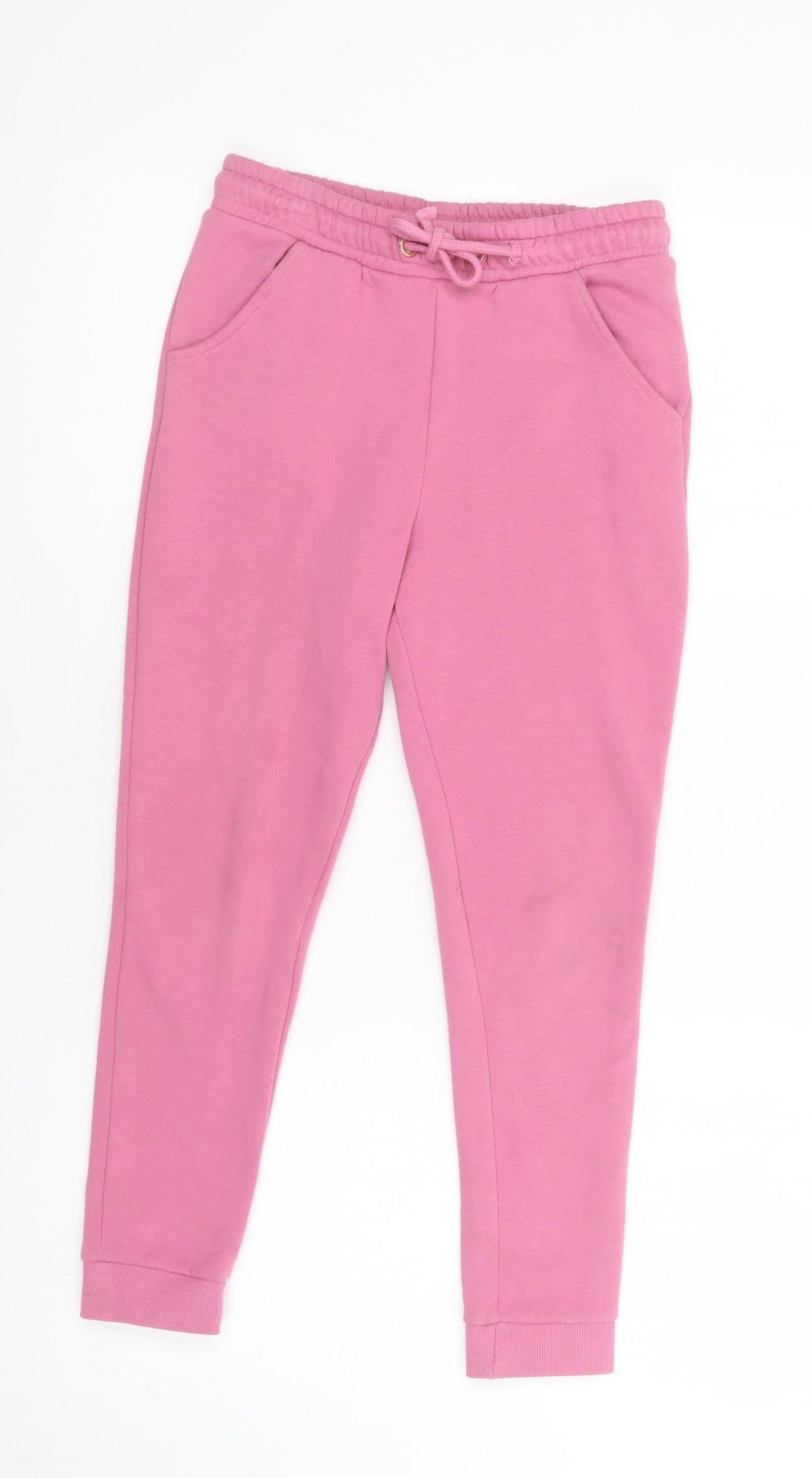 Matalan Girls Pink  Cotton Jogger Trousers Size 9 Years  Regular Drawstring