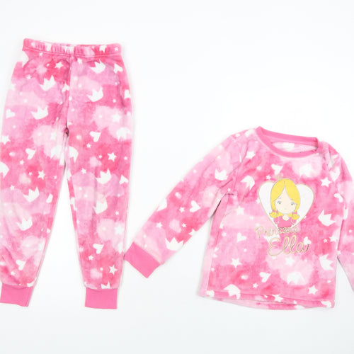 Dunnes Stores Girls Pink Geometric Polyester  Pyjama Set Size 6-7 Years  Pullover - Princess
