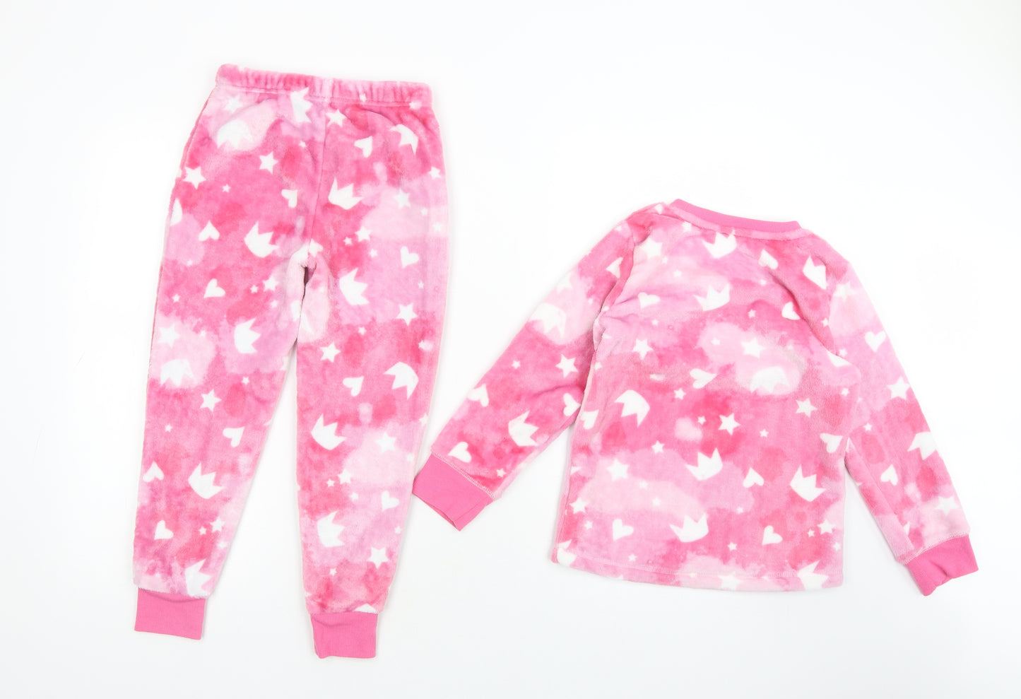 Dunnes Stores Girls Pink Geometric Polyester  Pyjama Set Size 6-7 Years  Pullover - Princess