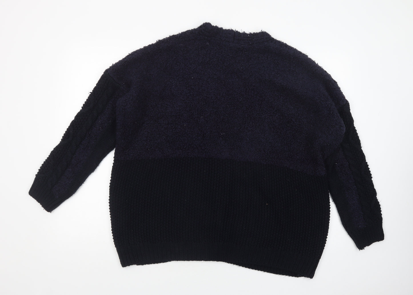 Marks and Spencer Womens Blue V-Neck  Acrylic Cardigan Jumper Size L