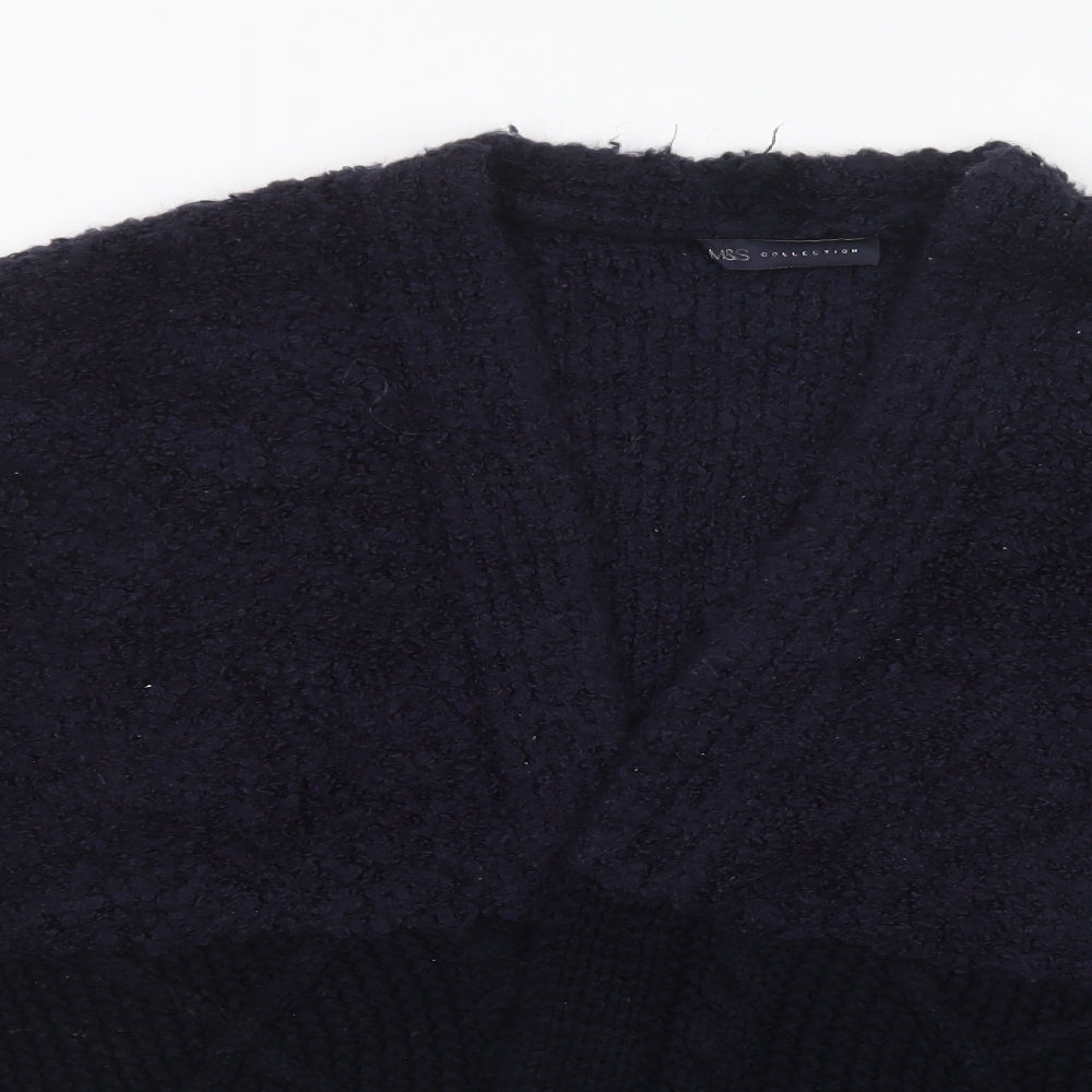 Marks and Spencer Womens Blue V-Neck  Acrylic Cardigan Jumper Size L