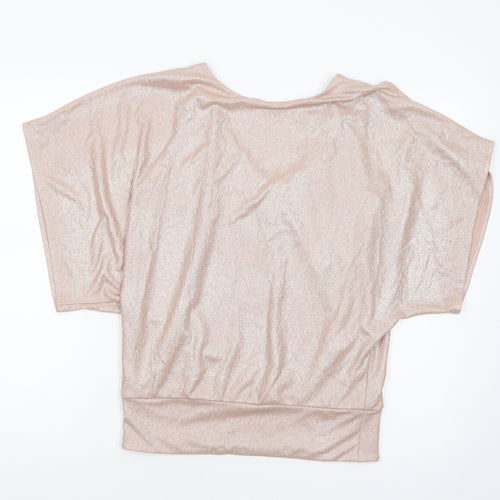 New Look Womens Gold  Polyester Basic Blouse Size 8 V-Neck