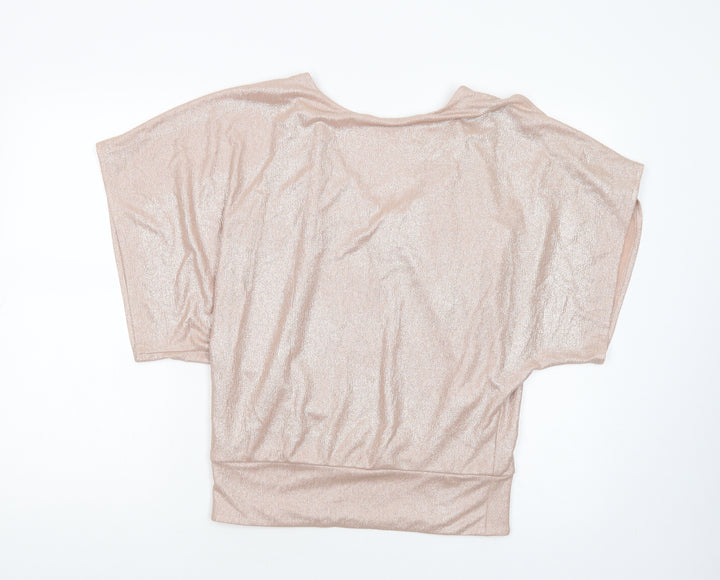 New Look Womens Gold Polyester Basic Blouse Size 8 V-Neck
