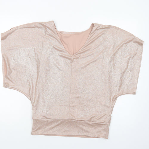 New Look Womens Gold  Polyester Basic Blouse Size 8 V-Neck