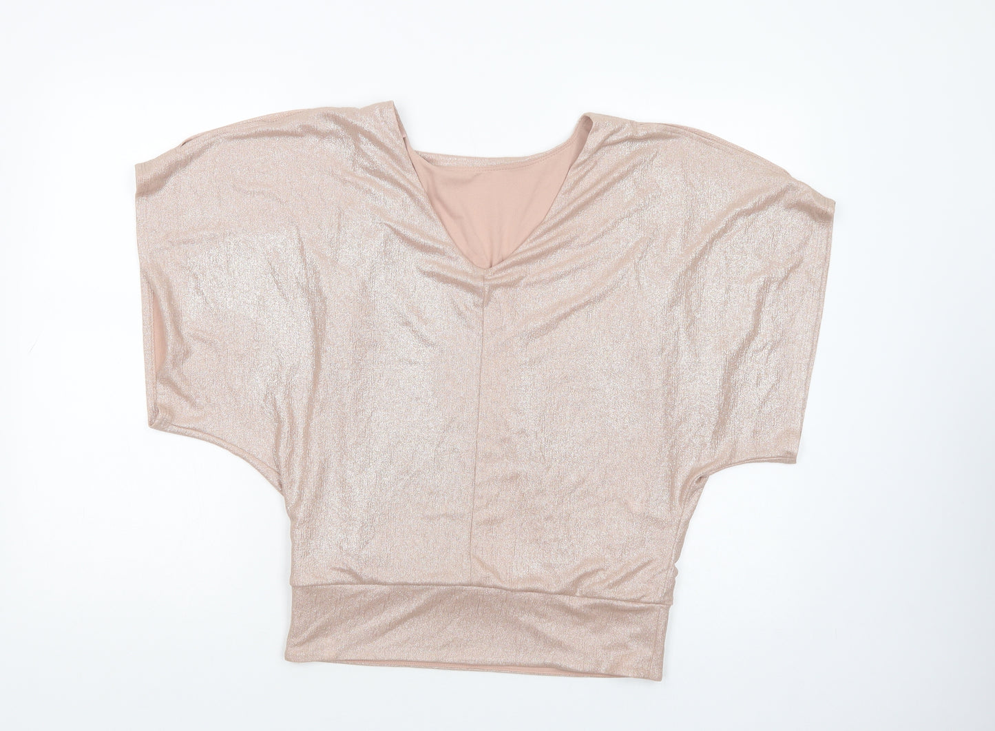 New Look Womens Gold  Polyester Basic Blouse Size 8 V-Neck