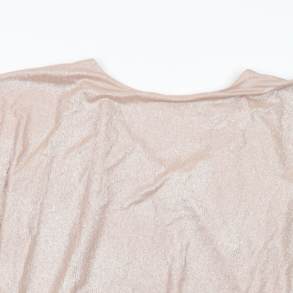 New Look Womens Gold  Polyester Basic Blouse Size 8 V-Neck