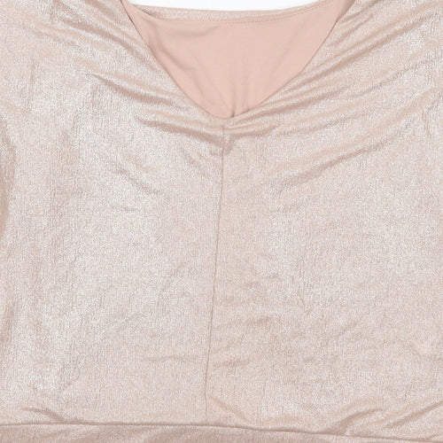New Look Womens Gold  Polyester Basic Blouse Size 8 V-Neck