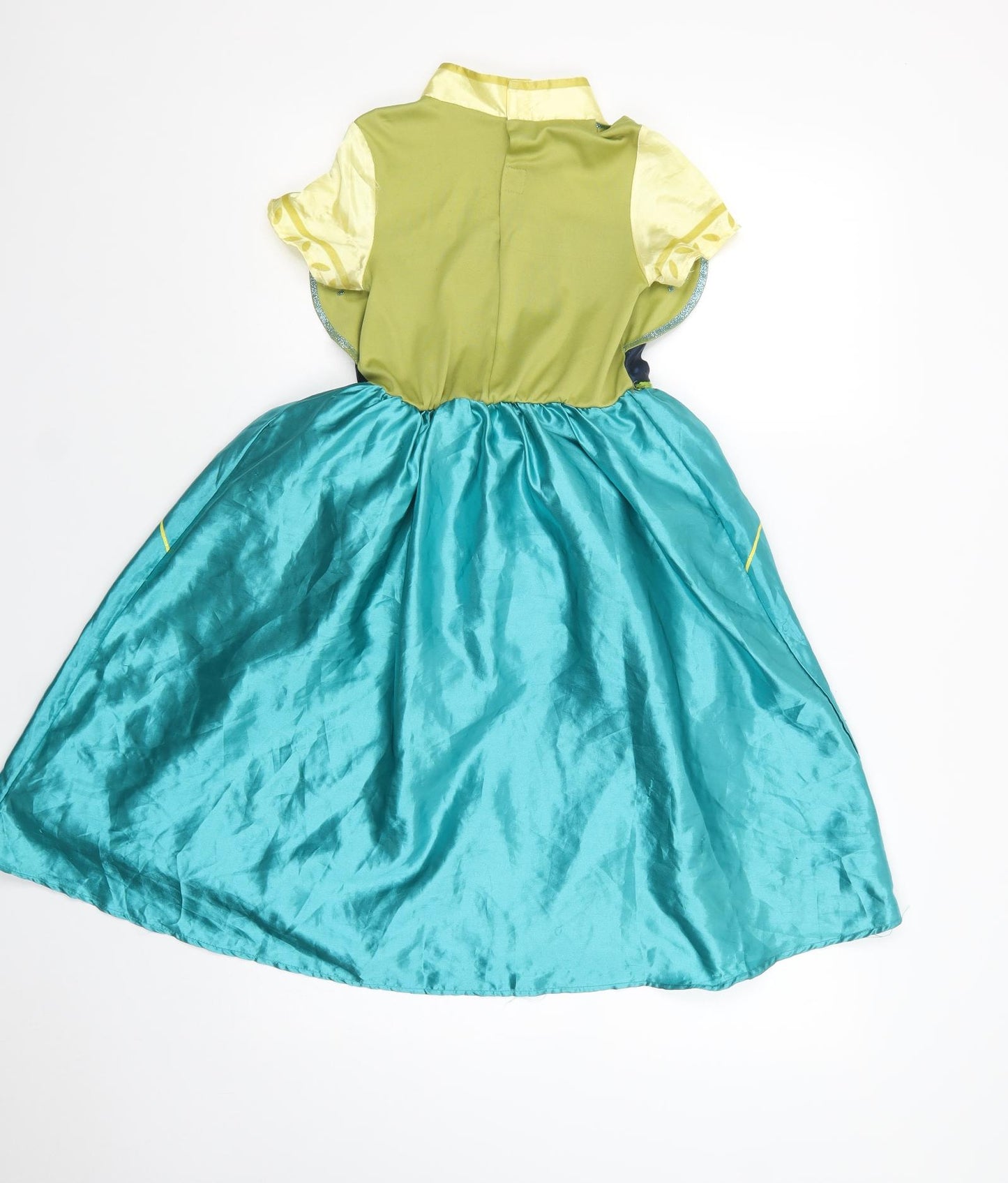 Disney Girls Green Floral Polyester Ball Gown  Size 5-6 Years  Collared  - Fancy Princess Dress