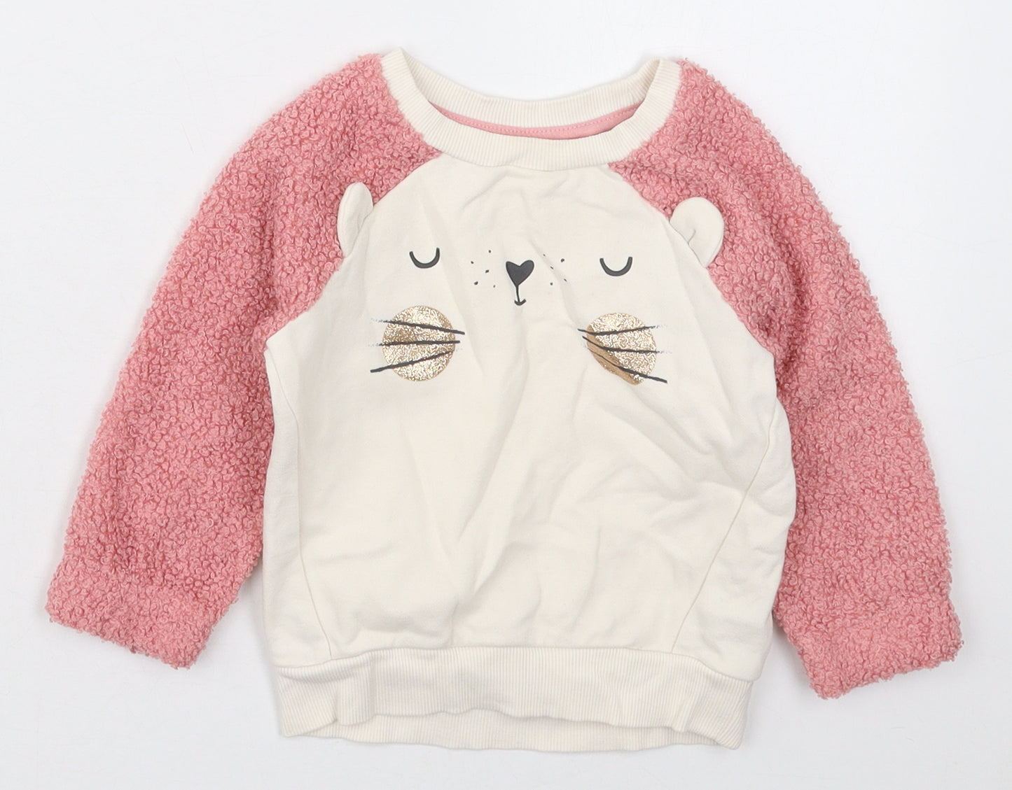 TU Girls Pink  Cotton Basic T-Shirt Size 18-24 Months Crew Neck Pullover - Hedgehog