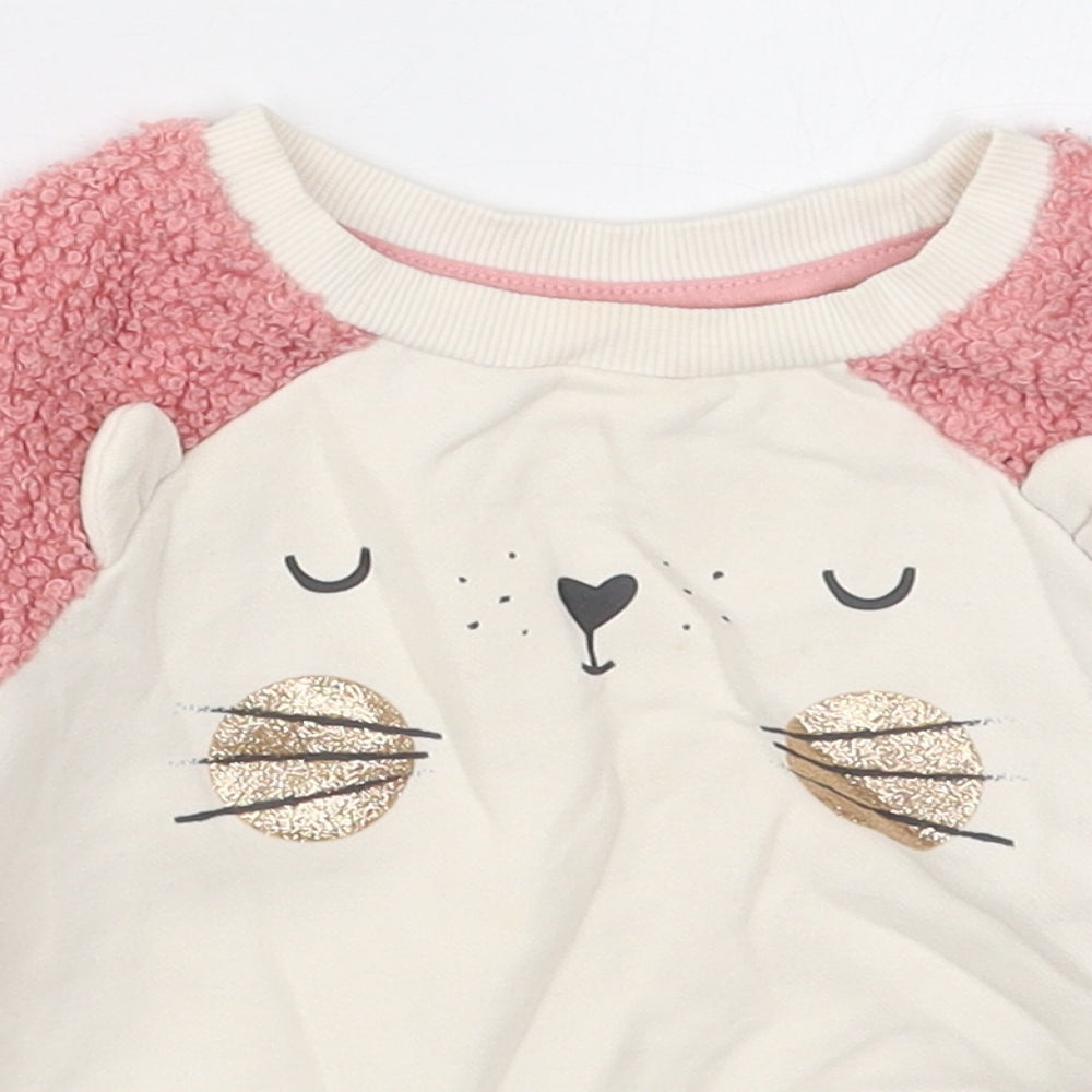 TU Girls Pink  Cotton Basic T-Shirt Size 18-24 Months Crew Neck Pullover - Hedgehog