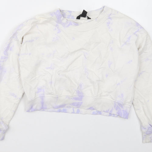 New Look Girls White  Cotton Pullover Sweatshirt Size 9 Years  Pullover - Purple