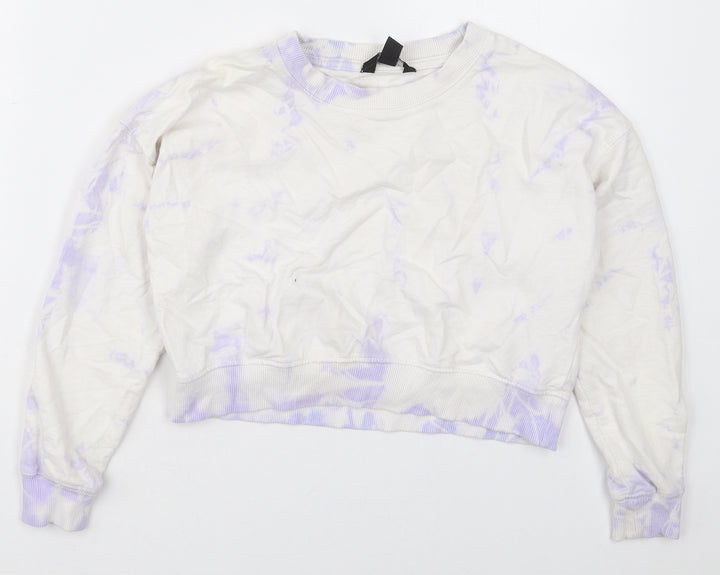 New Look Girls White  Cotton Pullover Sweatshirt Size 9 Years  Pullover - Purple