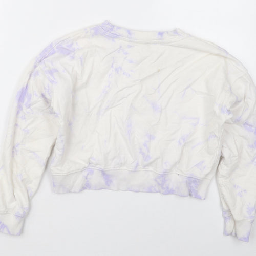 New Look Girls White  Cotton Pullover Sweatshirt Size 9 Years  Pullover - Purple