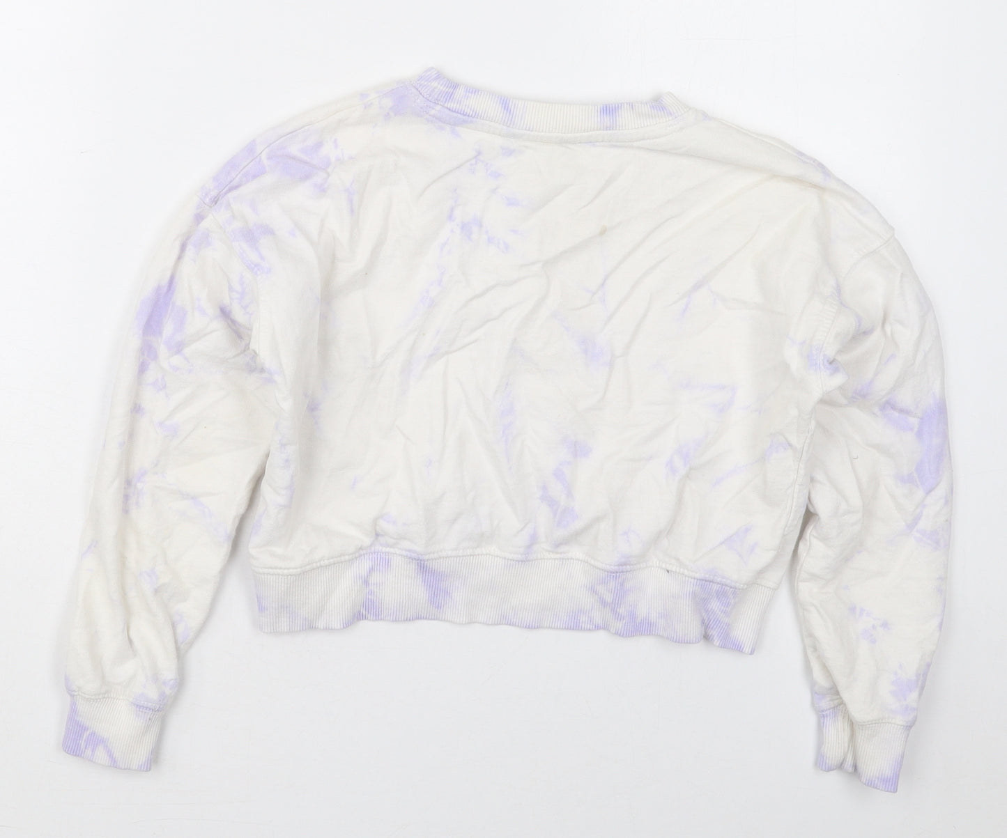 New Look Girls White  Cotton Pullover Sweatshirt Size 9 Years  Pullover - Purple