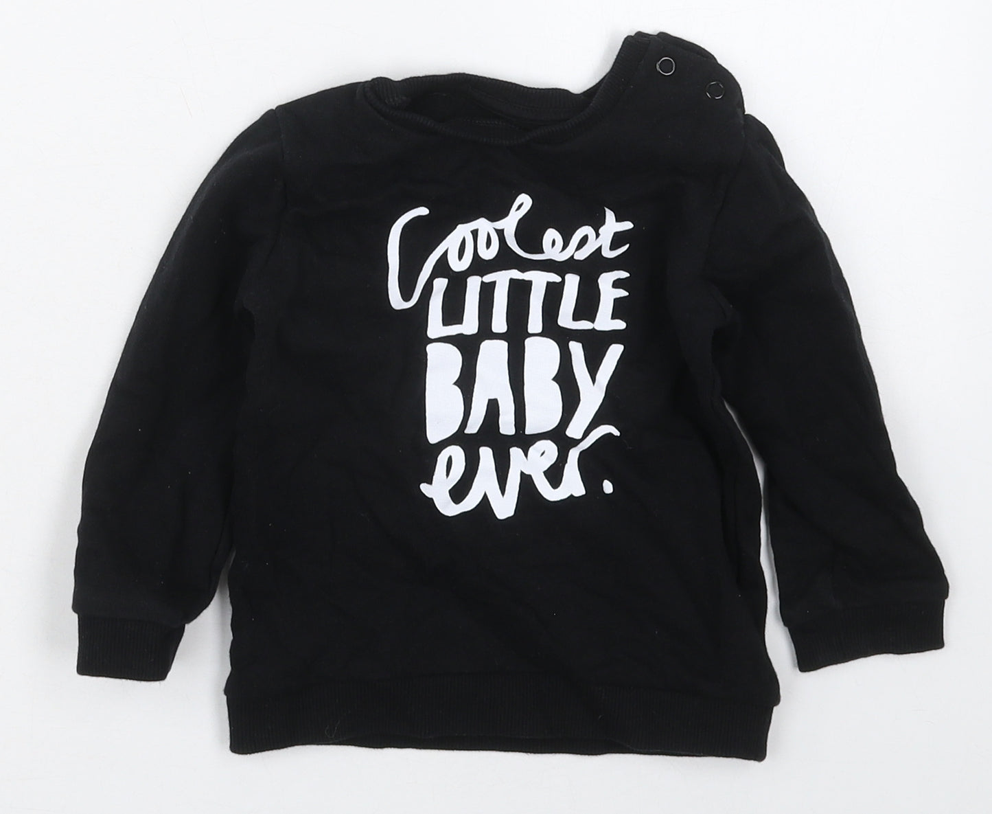 George Baby Black  Cotton Basic T-Shirt Size 12-18 Months Crew Neck Pullover - Coolest Little Baby Ever