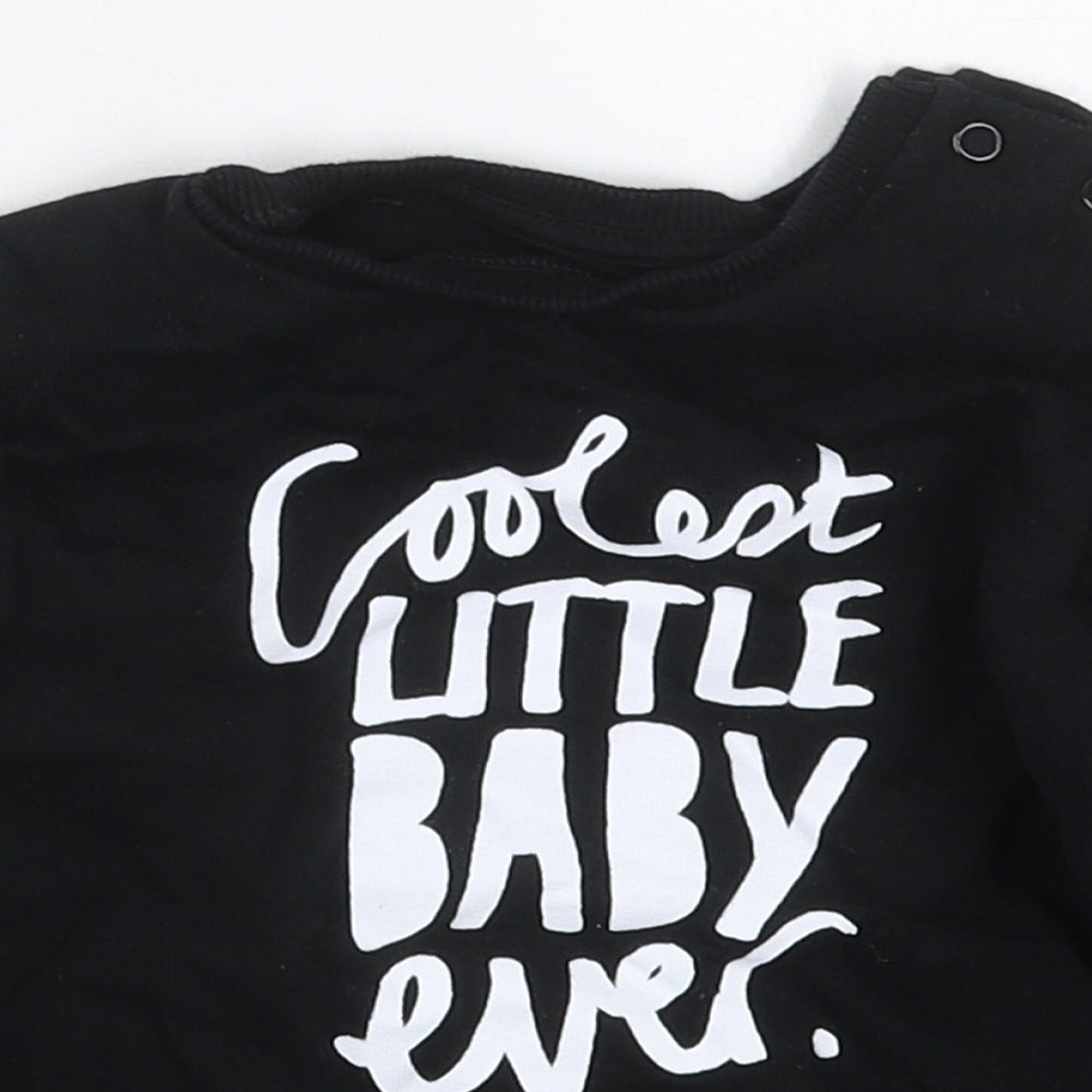 George Baby Black  Cotton Basic T-Shirt Size 12-18 Months Crew Neck Pullover - Coolest Little Baby Ever