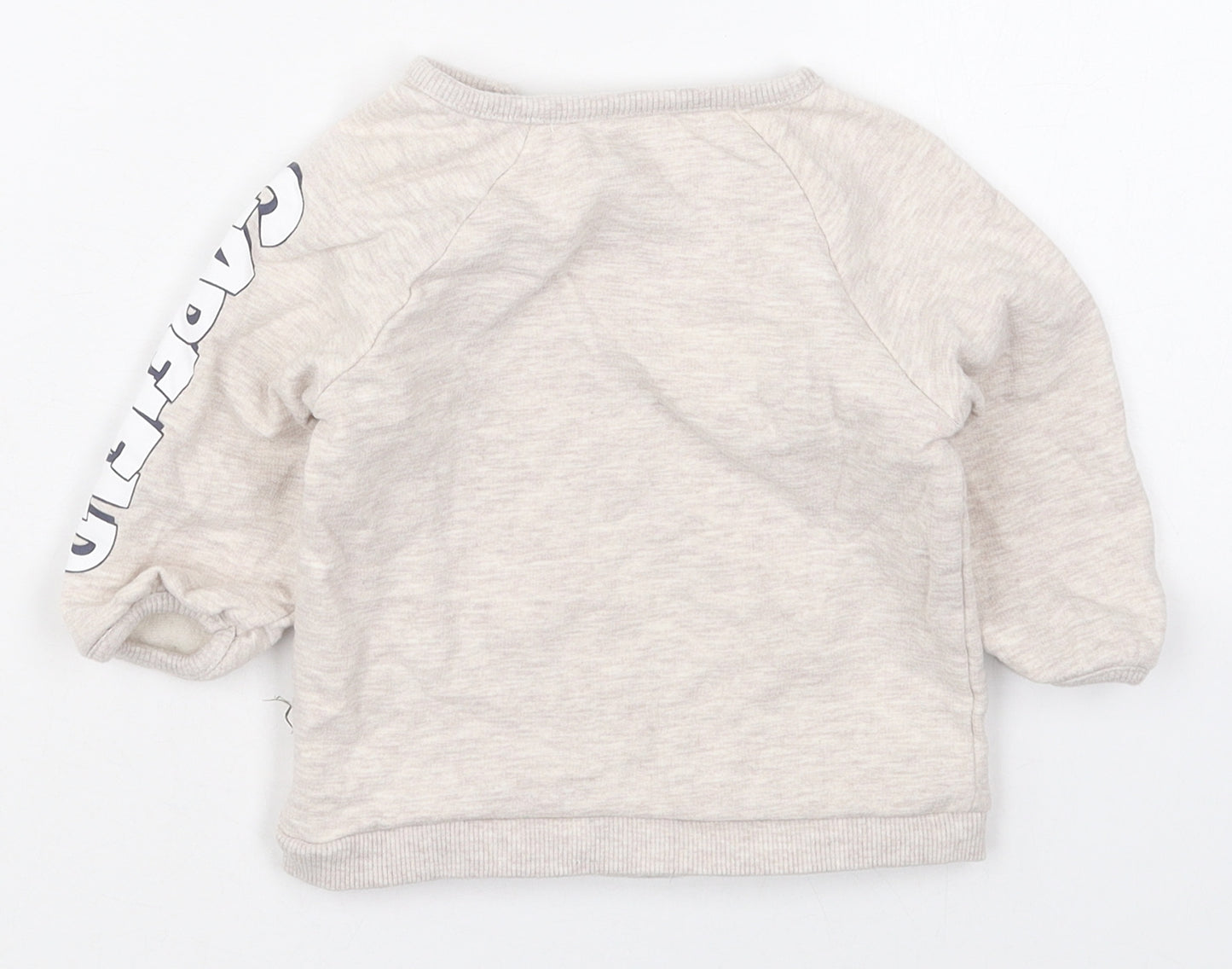 George Girls Beige  Cotton Basic T-Shirt Size 6-9 Months Crew Neck Pullover - Garfield