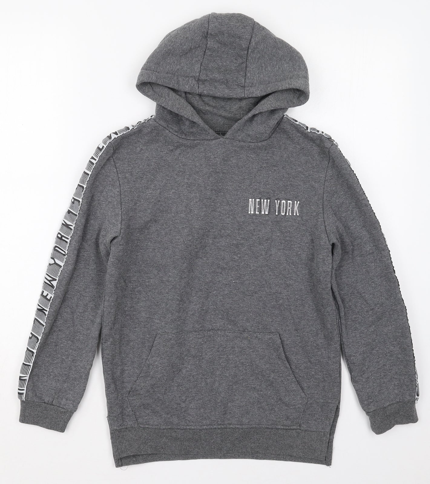 Primark Boys Grey  Cotton Pullover Hoodie Size 10-11 Years  Pullover - New York