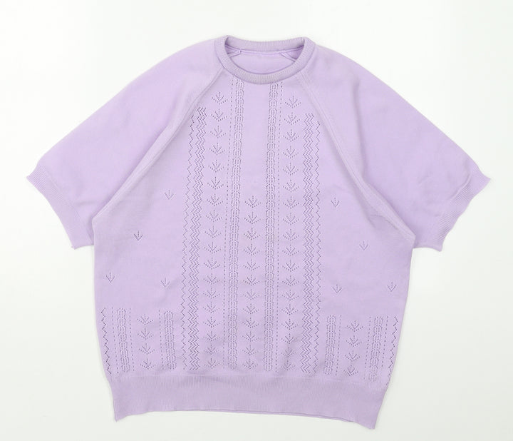 Berkertex Womens Purple Crew Neck  Polyester Pullover Jumper Size 14