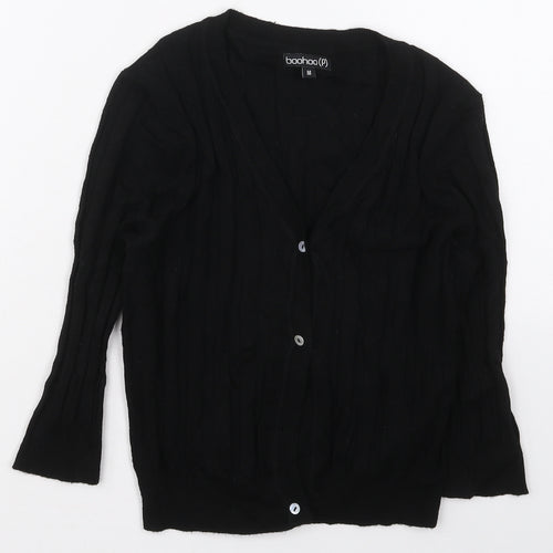 Boohoo Womens Black V-Neck  Viscose Cardigan Jumper Size M